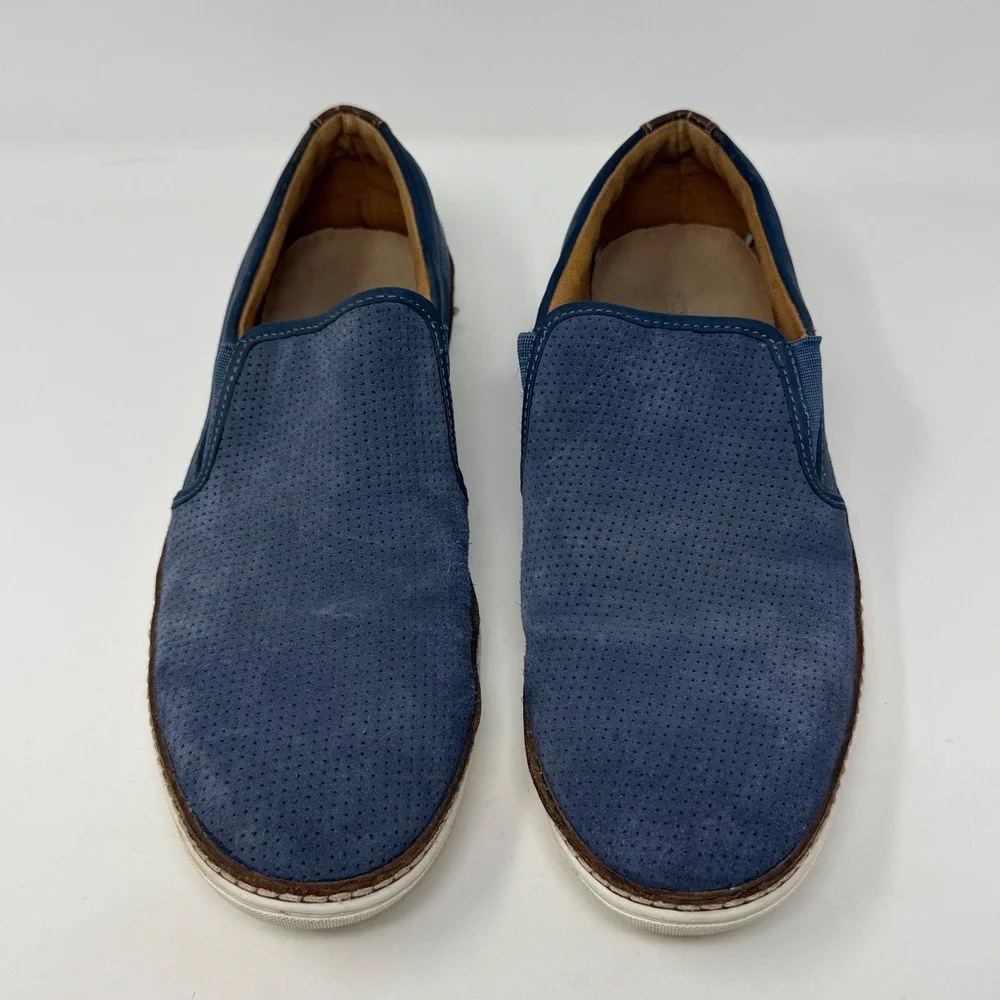 Steve Madden Ferrow Mens Navy Blue Perforated Suede Slip On Sneakers Size 10.5 M